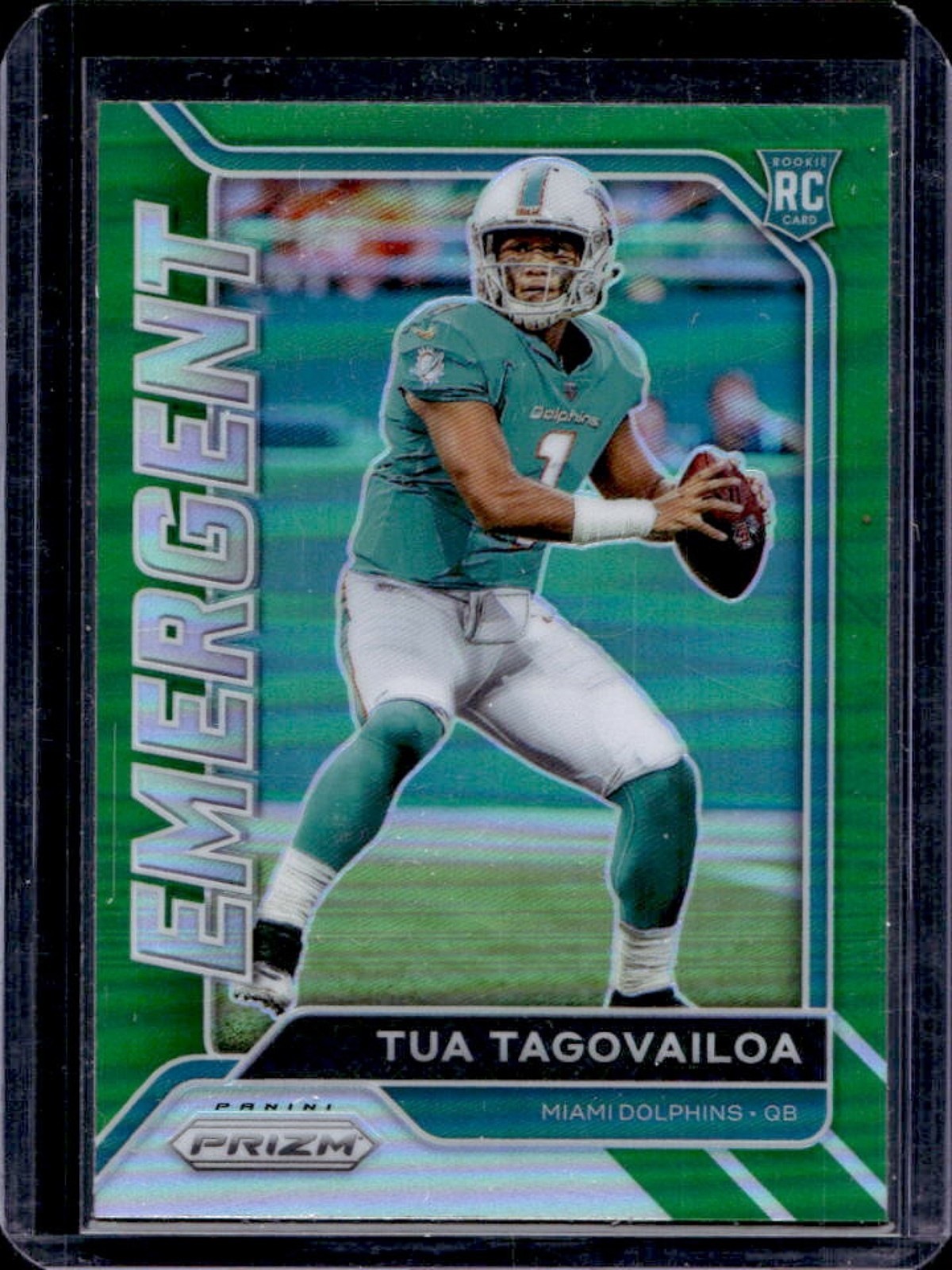 2020 Prizm Tua Tagovailoa Emergent RC Prizm Green Rookie #2 Dolphins