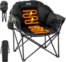 H&ZT Heated Camping Chair Heated Moon Saucer Chair Folding Camp Chair Lawn Chair