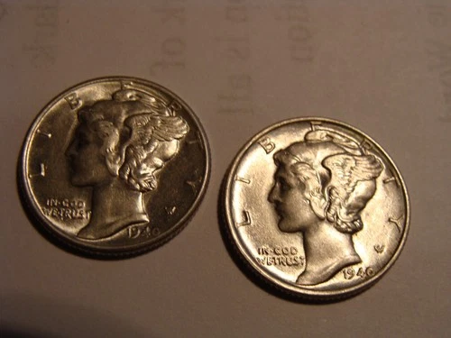 (2) 1940 Mercury Silver Dime pair - both flashy BU's!