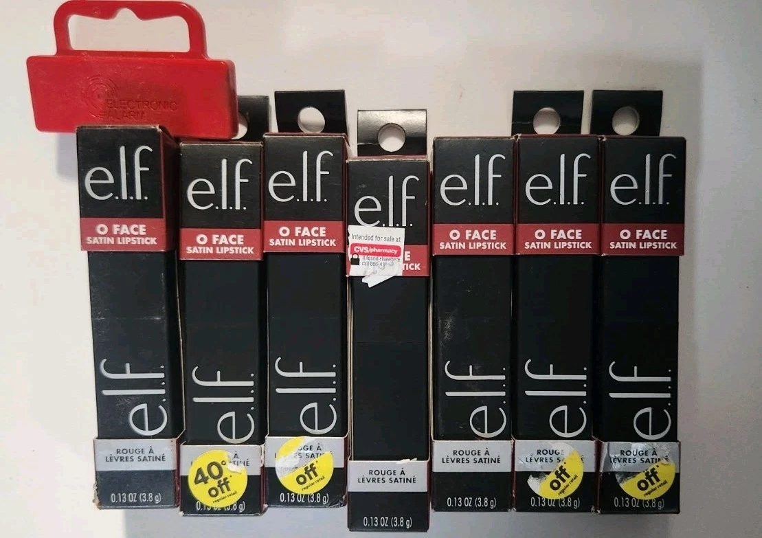7 Lot e.l.f. O Face Satin Lipstick SHAMELESS 0.13 oz Black Case 0.13 oz Sealed