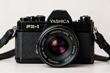 Yashika FX-1 35mm SLR Film Camera 50mm Lens + flash