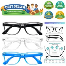 Blue Light Glasses for Kids 3 Pack Blue Light Blocking Glasses for Teen Boys ...