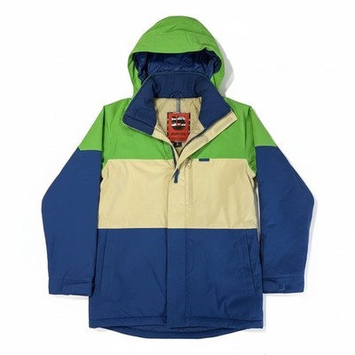 Burton DryRide Snowboard Jacket Mens Large Green Blue Colorblock Ski Winter Coat