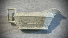 Vintage Speckled Stoneware Gravy Boat Creamer Farmhouse Restaurant Ware