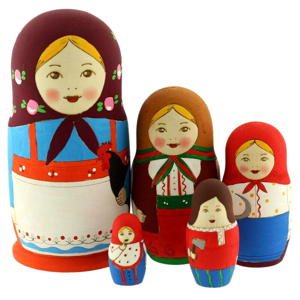 Poupées Russes Matriochka Bleues - Peintes à La Main Par Skomorokhina, Russie
