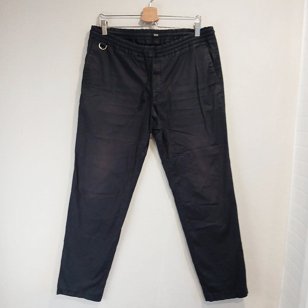 Hugo Boss Black Label Mens size 52 Trousers Elastic Waist Zip Drawstrings Logo