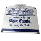 Vintage White Castle Sign - Fast Food Burgers Porcelain Advertising Gas Sign