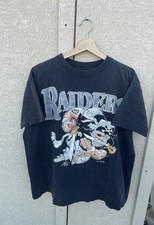 Vintage 80s LA Raiders Nutmeg Jack Davis Black T-shirt XL Size Mens USA Made