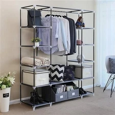 69" Portable Clothes Wardrobe Dustproof 5-Tier non-woven fabric Closet Steel