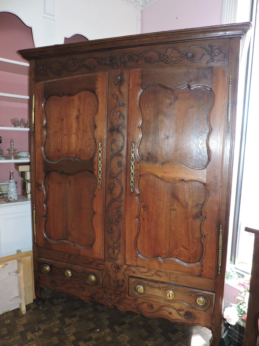 SALE Gorgeous Antique Mid 1800 s French Relief Carved Oak Armoire