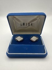 Vintage Art Deco Style Brushed Silver Plate Cuff Links Swank Orig Box