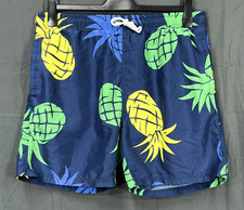 US SURF CLUB Navy/Multi PINEAPPLE PRINT Mesh Lined SWIM TRUNKS Board Shorts XL