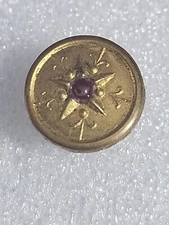 Antique Brass Button – Starburst Design with Purple Glass Center