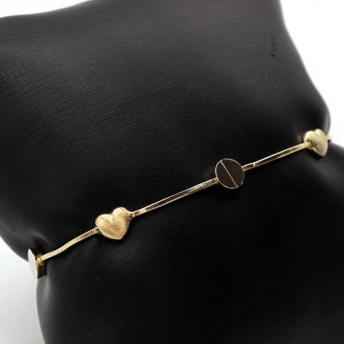 SOLID GOLD 7" BRACELET HEART XO 3.4G DIAMOND CUT LINK LADIES PAVE CUBAN REAL! - 第 24/24 張圖片