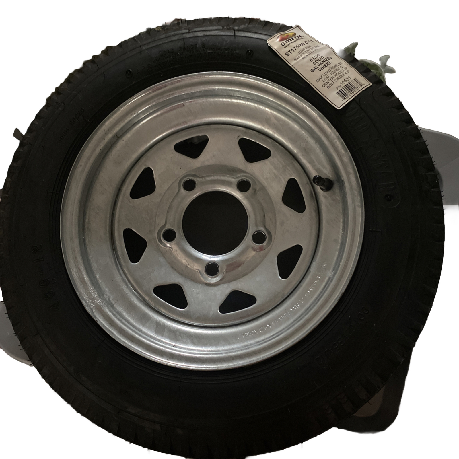 Trailer Tire On Rim ST175/80D13 175/80 D 13 Load C 5 Lug Galvanized