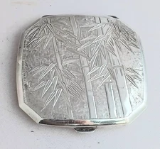 Japanese 950 Sterling Silver Bamboo Design Compact