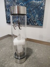  Aquarius Crystal Infused Glass CLEAR QUARTZ Water Bottle*NEW*
