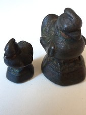 2 Poids à opium oiseau bronze Birmanie anciens