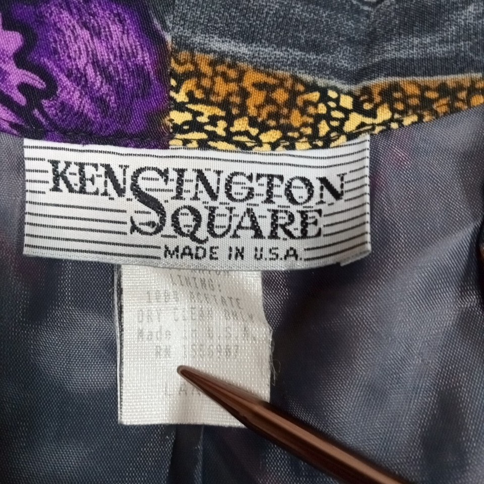 Vintage Kensington Square Jacket Womens L Blazer Artsy Asian Streetwear