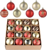 16Er Set Weihnachtskugeln 6Cm Rot Gold Christbaumschmuck
