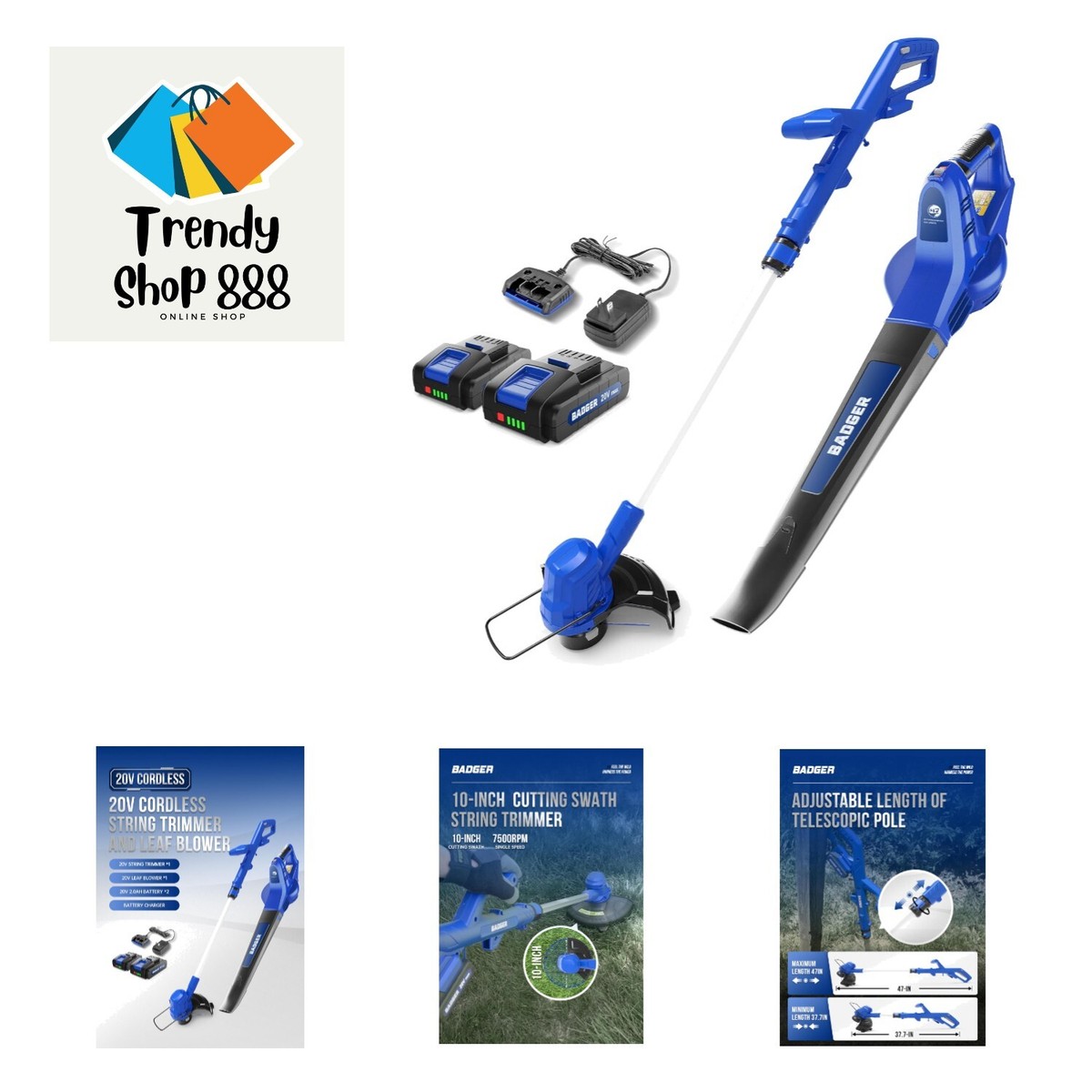 20V Weed Wacker Leaf Blower, Electric with 2Ah Battery