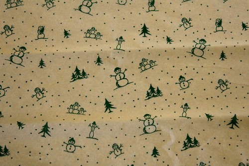 240 Sheets - Snowman & Christmas Trees Tissue Paper #503A - BULK PNG 20"x30"