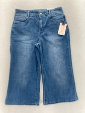 NYDJ Major Wide Leg Cropped Jeans Women's 10P Petite Blue Denim Cool Embrace NWT