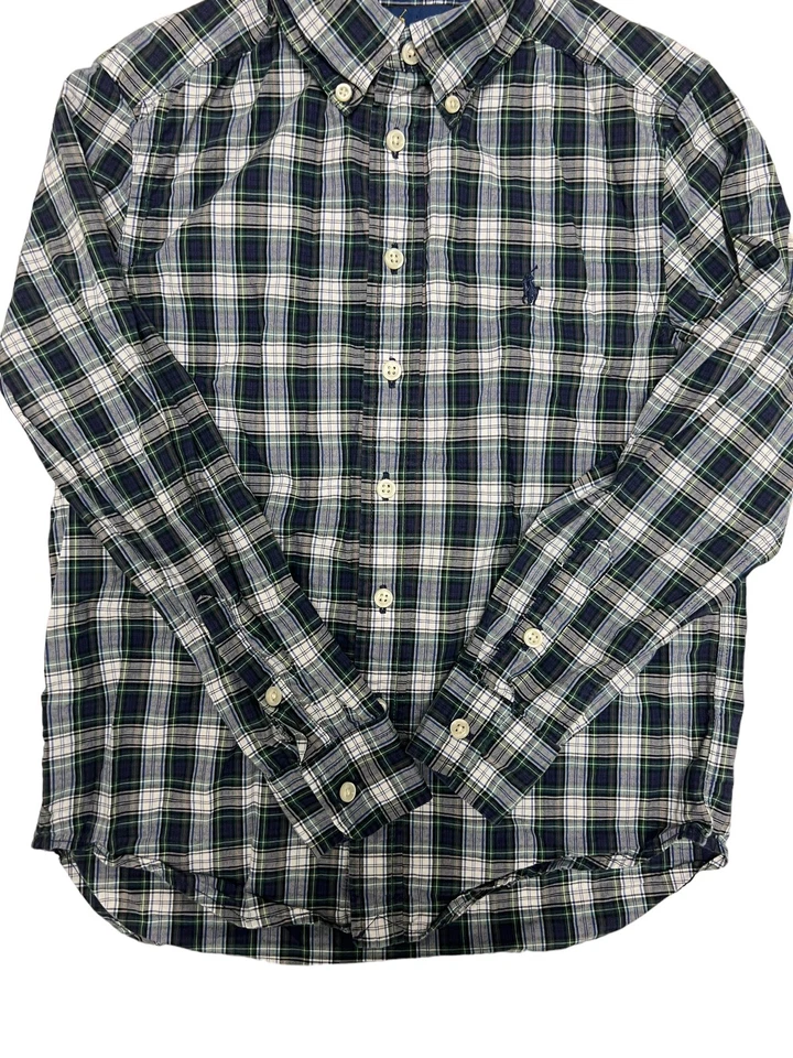 Ralph Lauren женщин длинным рукавом зеленый и синий клетку кнопка вверх платье рубашка размер S - Изображение 3 из 4