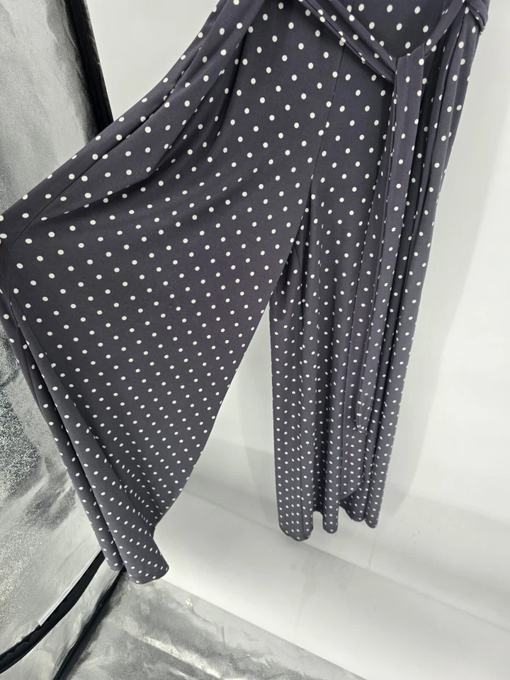 Macacão Lauren Ralph Lauren tamanho 14 cinza branco bolinhas perna larga - Imagem 3 de 4