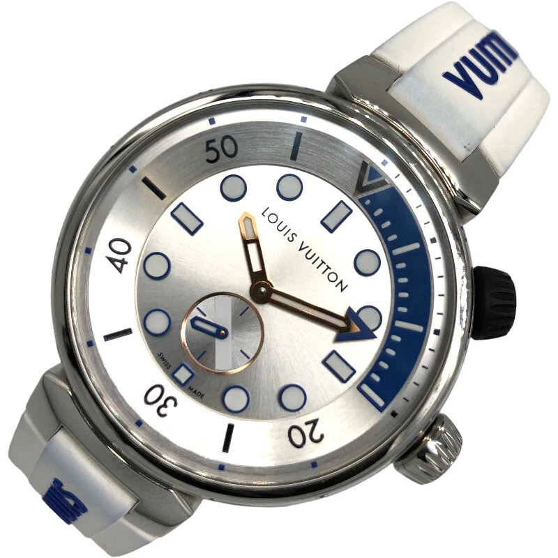 LOUIS VUITTON（LV） OROLOGIO DA UOMO LOUIS VUITTON QA124Z TAMBOUR STREET DIVER PACIFIC BIANCO ARGENTO SS