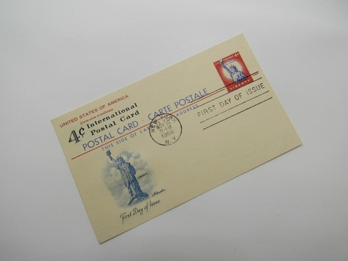 USPS Scott UX45 4c Red Statue of Liberty First Day of Issue G (Good) Postal Card - Picture 2 of 5