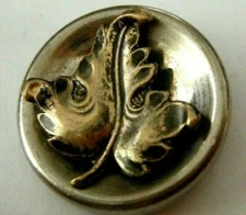 Antique button steel with maple leaf white metal & loop eye shank 1"  
