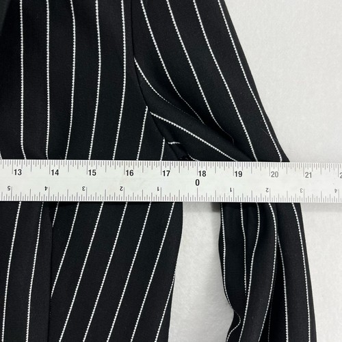 Divided by H&M Jacket Womens XS Black Striped Open Front Pockets Notched Lapel - Picture 3 of 11