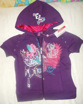 New Pepe Jeans Girls Purple Pegasus Hooded Jacket Medium M Top 10 Gorgeous!
