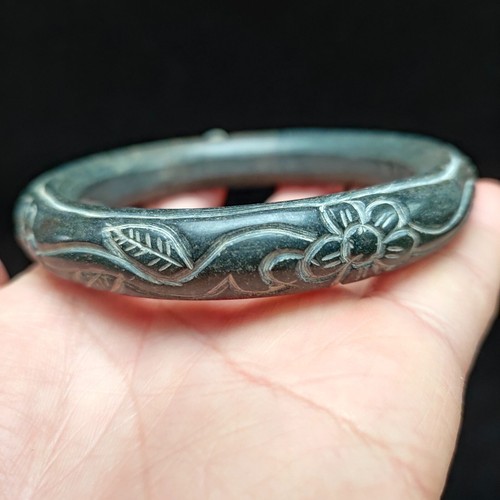 Ancient China hongshan culture,old jade carved,Nice black bracelet pendant2088 - Picture 6 of 9