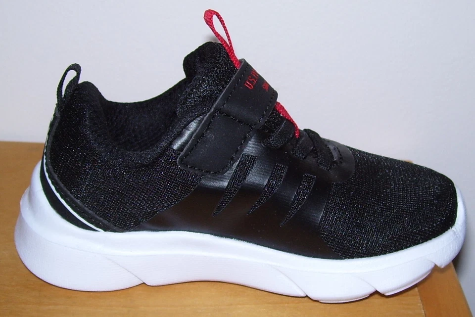 学步男孩美国 POLO ASSN 黑色白色飞行 t 运动鞋 7 码 — 第 3/4 张图片