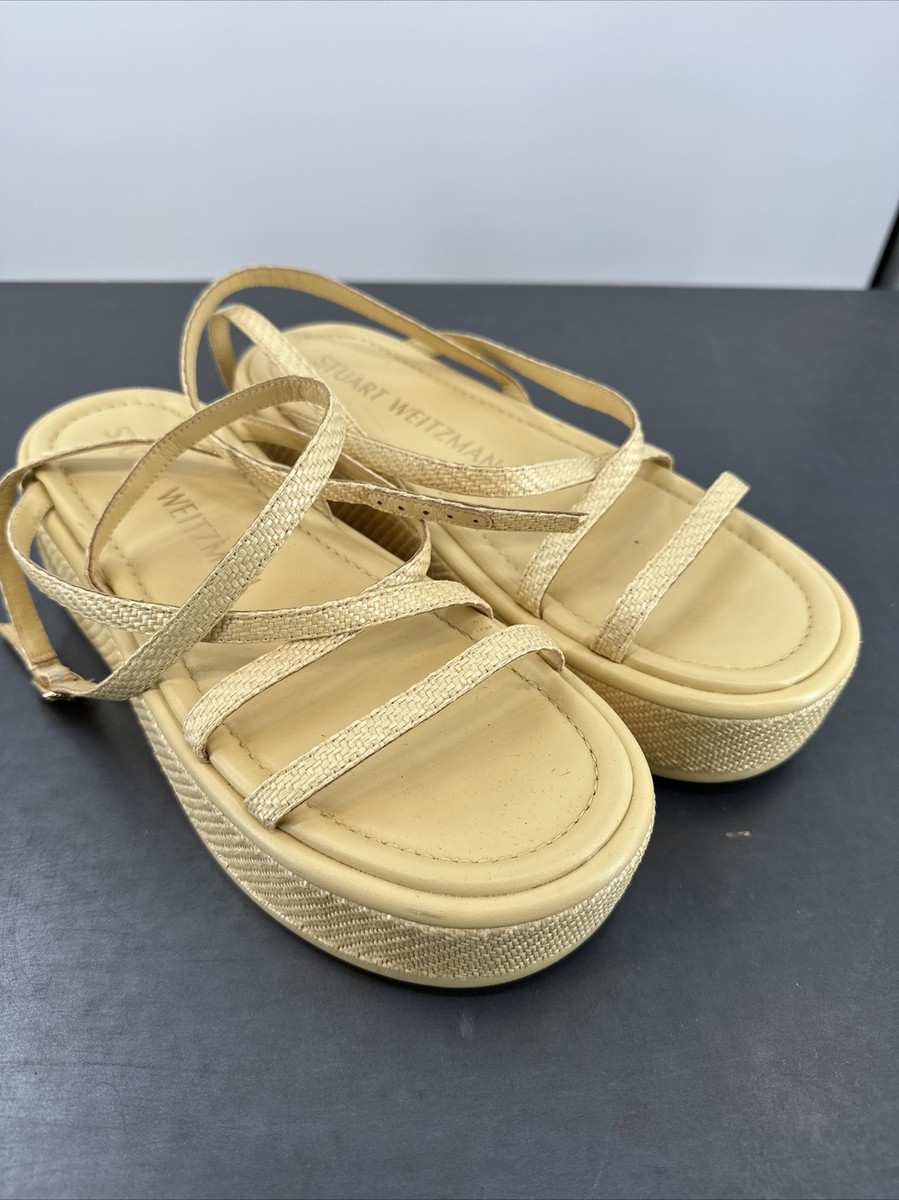 関税送料込Stuart Weitzman Platform Sandals Stuart Weitzman Platform Sandals Size 7.5 Yellow W/ Gold