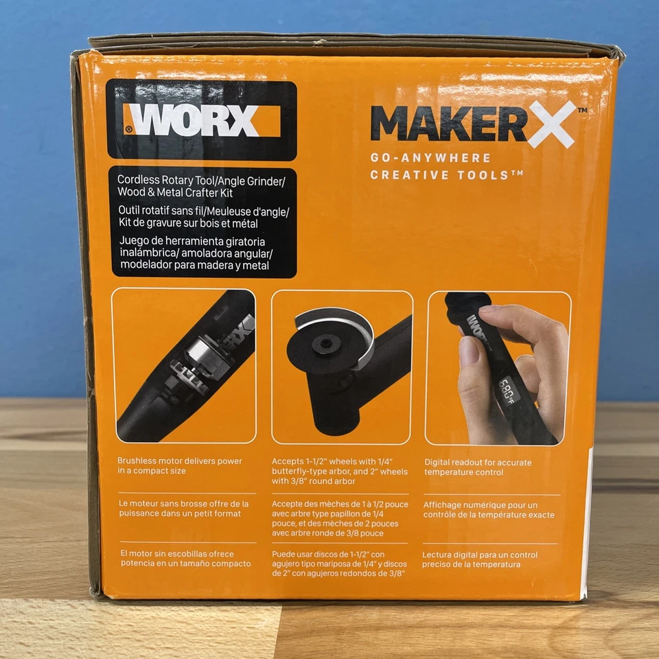 WORX WX991L 20V (3) PC MAKERX Combo: Rotary + Angle Grinder + Wood/Metal Tool-OB - Image 3 of 4