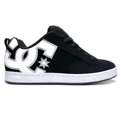 DC SHOES COURT GRAFFIK BLACK & WHITE STENCIL WOMEN'S TRAINERS (UK 3.5 -UK 9)
