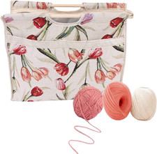 Knitting Yarn Storage Bag, Tote Organizer for Yarn Crochet Hooks Needles and ...