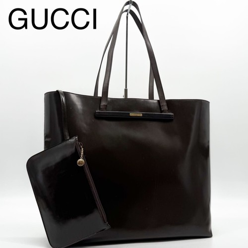 GUCCI Tote Bag Cab Leather Tom Ford Era Vintage Brown