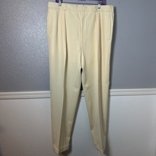 VINTAGE RALPH LAUREN PLEATED BELT LOOP IVORY VIRGIN WOOL DALTON PANT SIZE 38R