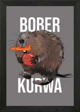 BOBER KURWA BOBR B?BR holding carro Framed Wall Art Poster Canvas Print Picture