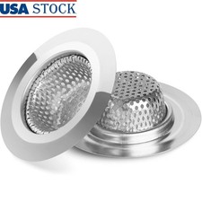 Shower Drain Hair Catcher 2PCS Stainless Steel Strainer Anti-Clogging Cover New
