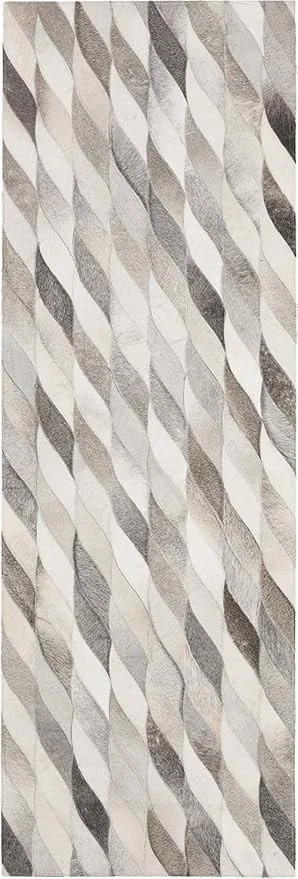 Modern Area Rug Natural Cowhide Hair on Patch Work Leather Room AA50 - Image 2 of 4