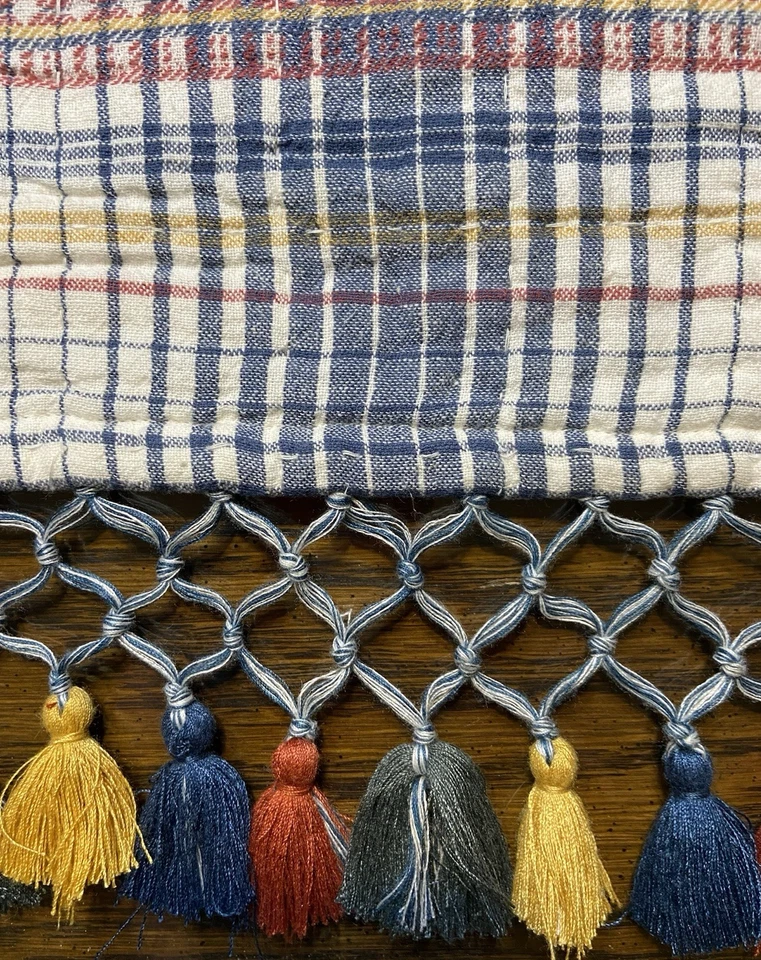 Pottery Barn Quilted CYPRESS Tassel Plaid Table RUNNER 18”x 90” EUC - Image 3 of 4