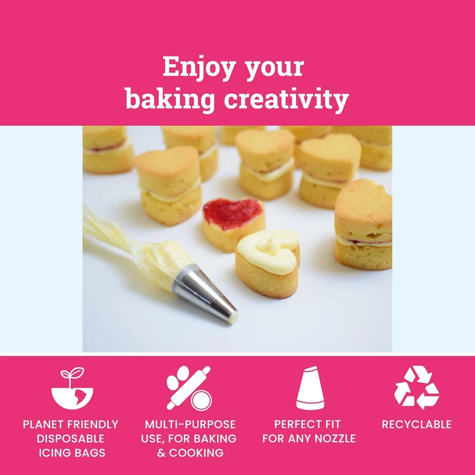 Tala 10 Reusable Icing Bags - Clear Piping Bags Disposable for Cakes, Cupcakes - Image 3 of 4