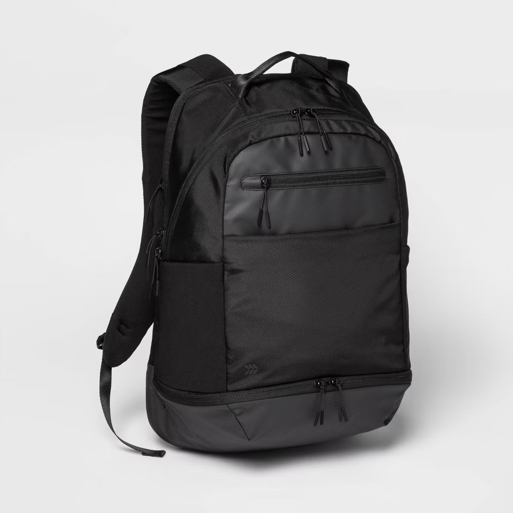 21" All in Motion Travel Commute Lightweight Backpack Black - Adjustable Straps