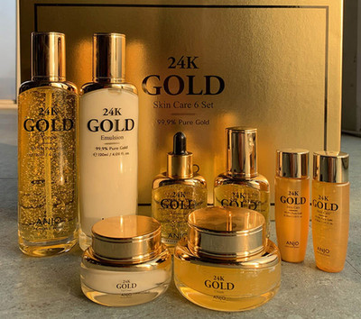 [100% Authentic] ANJO 24K Gold Skin care 8pcs Set Anti Aging Wrinkle care Korea