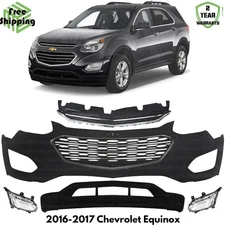Front Bumper Cover Fascia & Lower Grille Kit For 2016-2017 Chevrolet Equinox